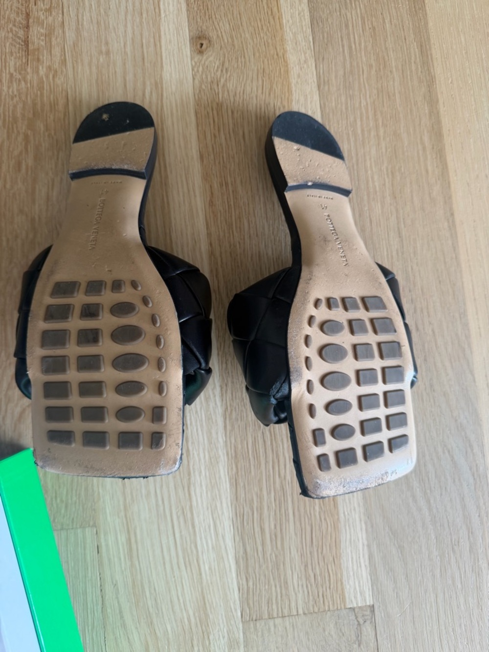 Bottega Veneta Black Intrecciato Padded Square-Toe Slide Mules - Picture 7 of 8
